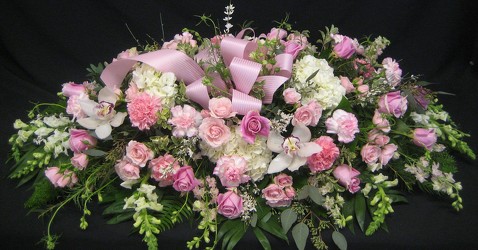 Pink and White Casket Spray from Kelley's Florist in Lake Placid, FL