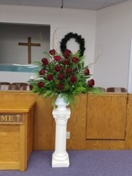Red Rose Funeral Basket from Kelley's Florist in Lake Placid, FL