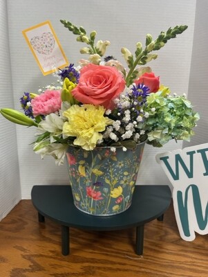 Spring Floral Bucket Arrangement from Kelley's Florist in Lake Placid, FL