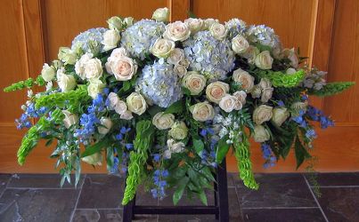 Blue For You Casket Spray from Kelley's Florist in Lake Placid, FL
